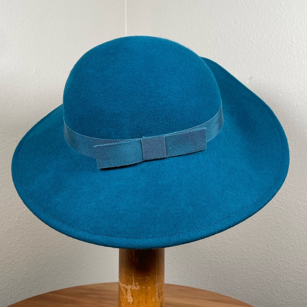 Vtg Sonni San Francisco Lancaster Felted Wool Kentucky Derby Cap Hat Teal Blue - Picture 4 of 10